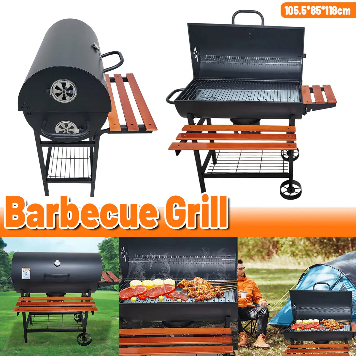 Barbecue Grill Portable Outdoor BBQ Rack Detachable Stand For Garden Picnic Use