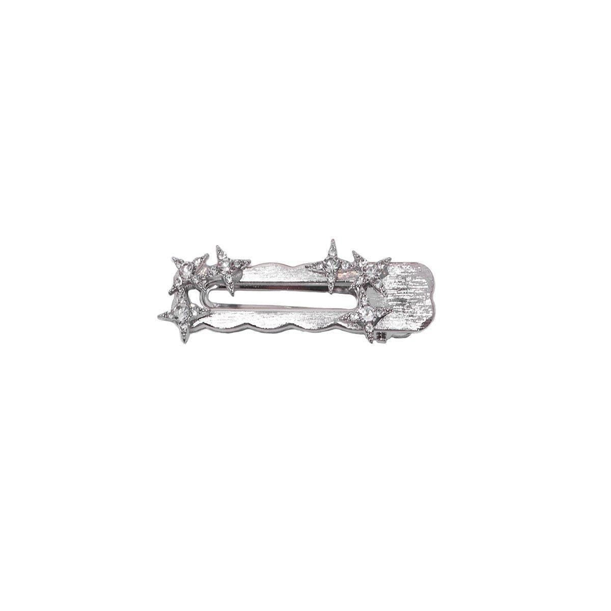 Super Flash Silver Star Hair Clips Duck Beak Barrettes Hair Accessories Set - Rectangle