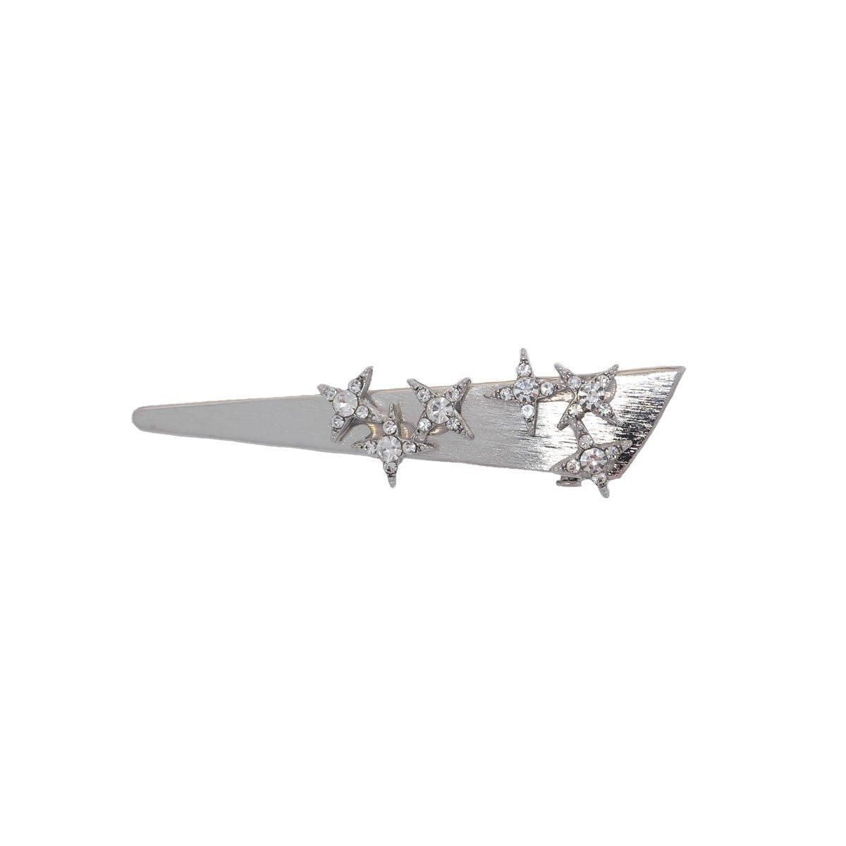 Super Flash Silver Star Hair Clips Duck Beak Barrettes Hair Accessories Set - Triangle