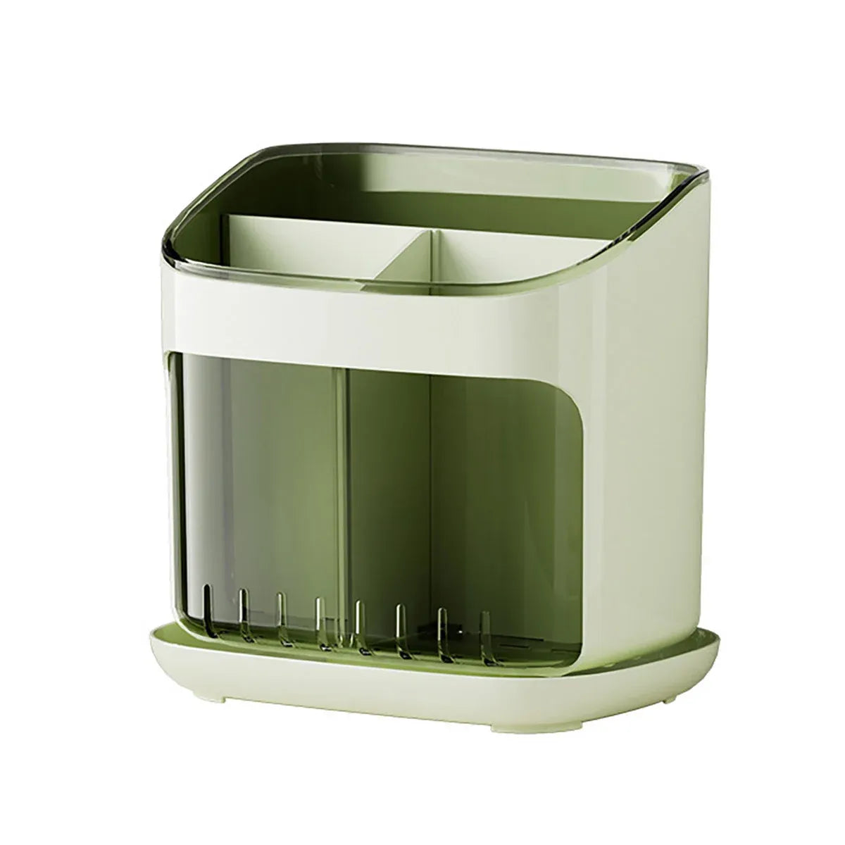 Wall Mounted Kitchen Chopsticks Storage Rack Drain Basket Holder Organizer Box - Green