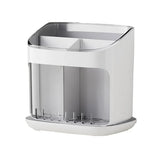 Wall Mounted Kitchen Chopsticks Storage Rack Drain Basket Holder Organizer Box - White