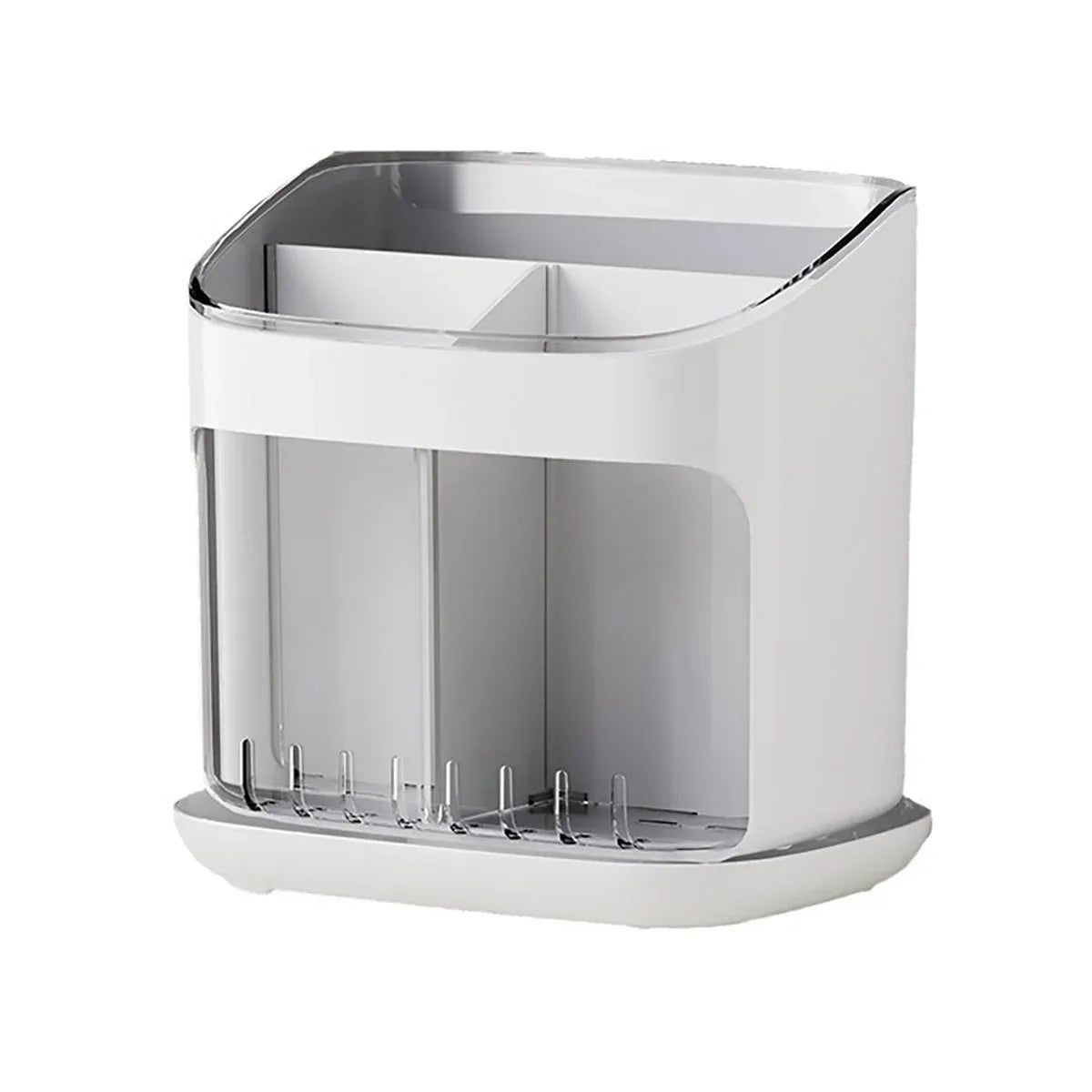 Wall Mounted Kitchen Chopsticks Storage Rack Drain Basket Holder Organizer Box - White