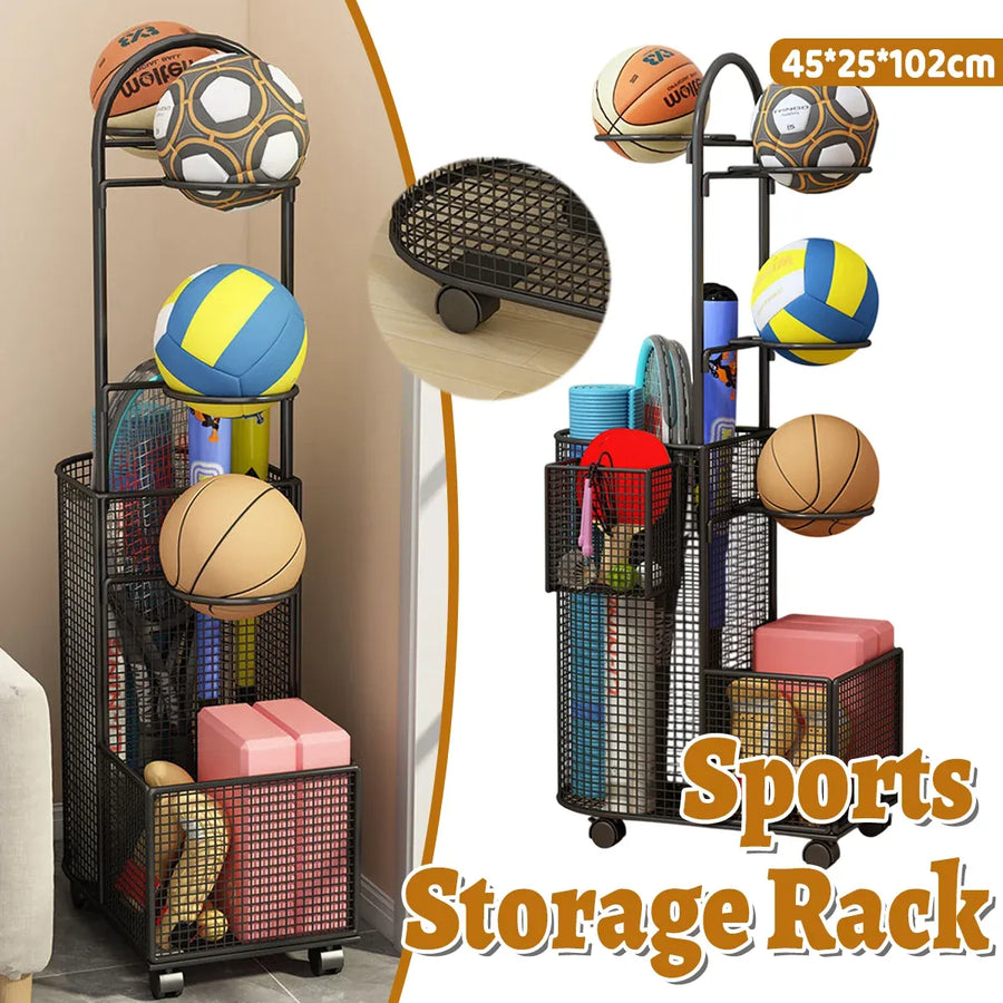Home Sports Equipment Storage Rack for Mats Balls Sports Equipment Sturdy