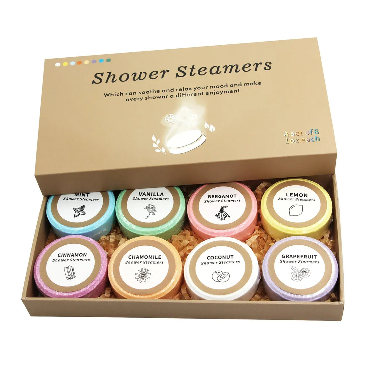 Shower Steamers Gift Set Aromatherapy Tablets for Spa and Relaxation - 30g-8pcs