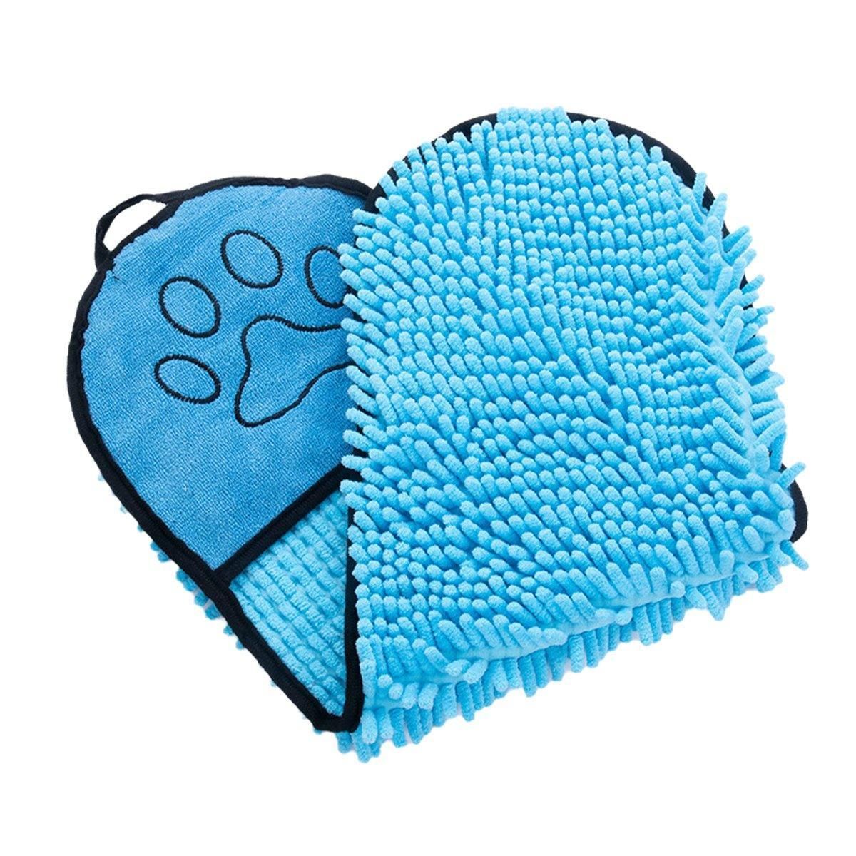 Quick Drying Pet Bath Towel Fast Absorbent Dog Cat Cleaning Towel for Grooming - Blue