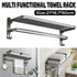 Grey Aluminum Towel Rack Punch-Free Bathroom Storage Towel Holder Home Organizer