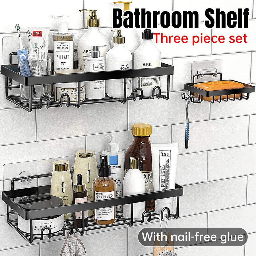 Perforation Free Bathroom Shelf Space Saving Storage Rack Organizer for Home Use