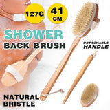 Long Handle Wooden Back Brush with Natural Bristles for Shower and Bath