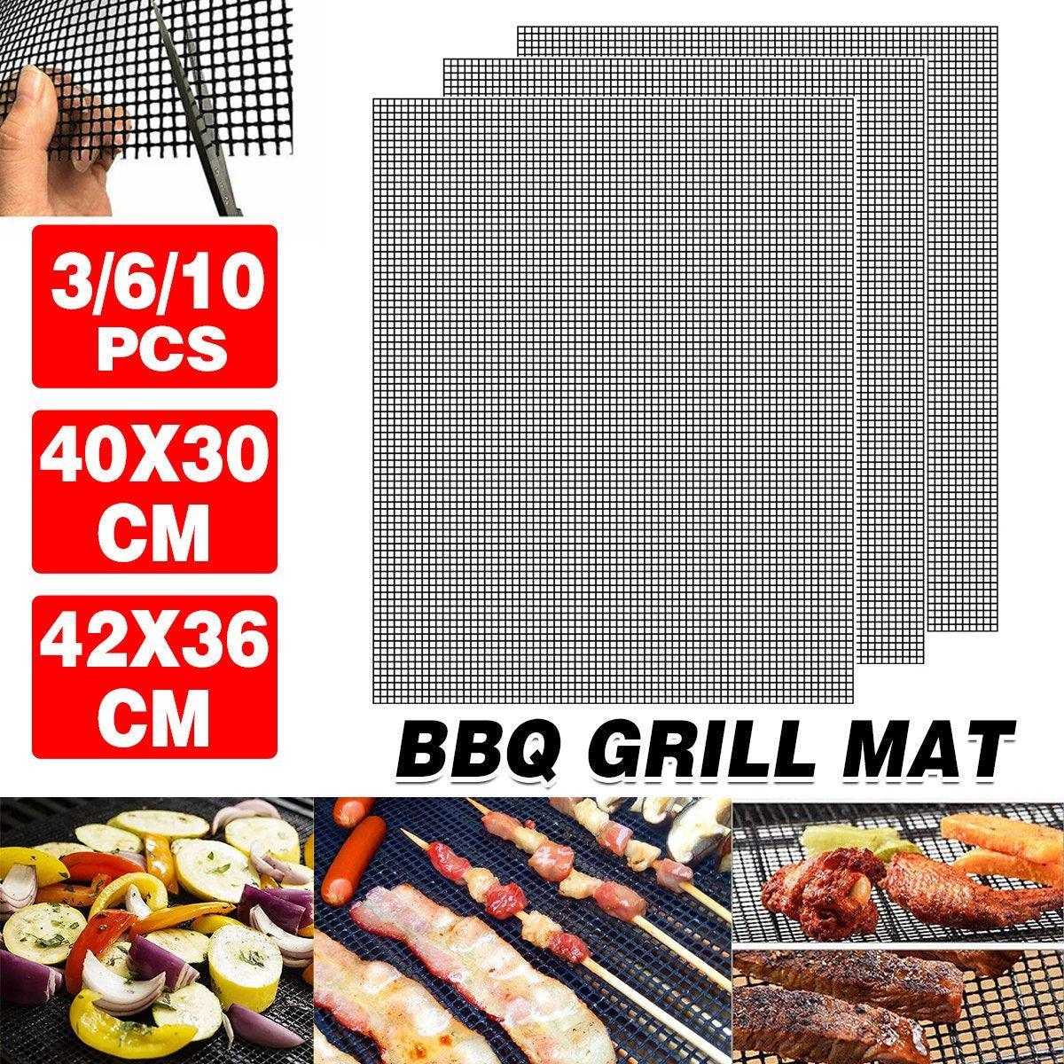 3/6/10PCS Non-Stick BBQ Grill Mat Mesh Liner Cooking Barbecue Sheet Baking Pad - 42X36cm-3PCS