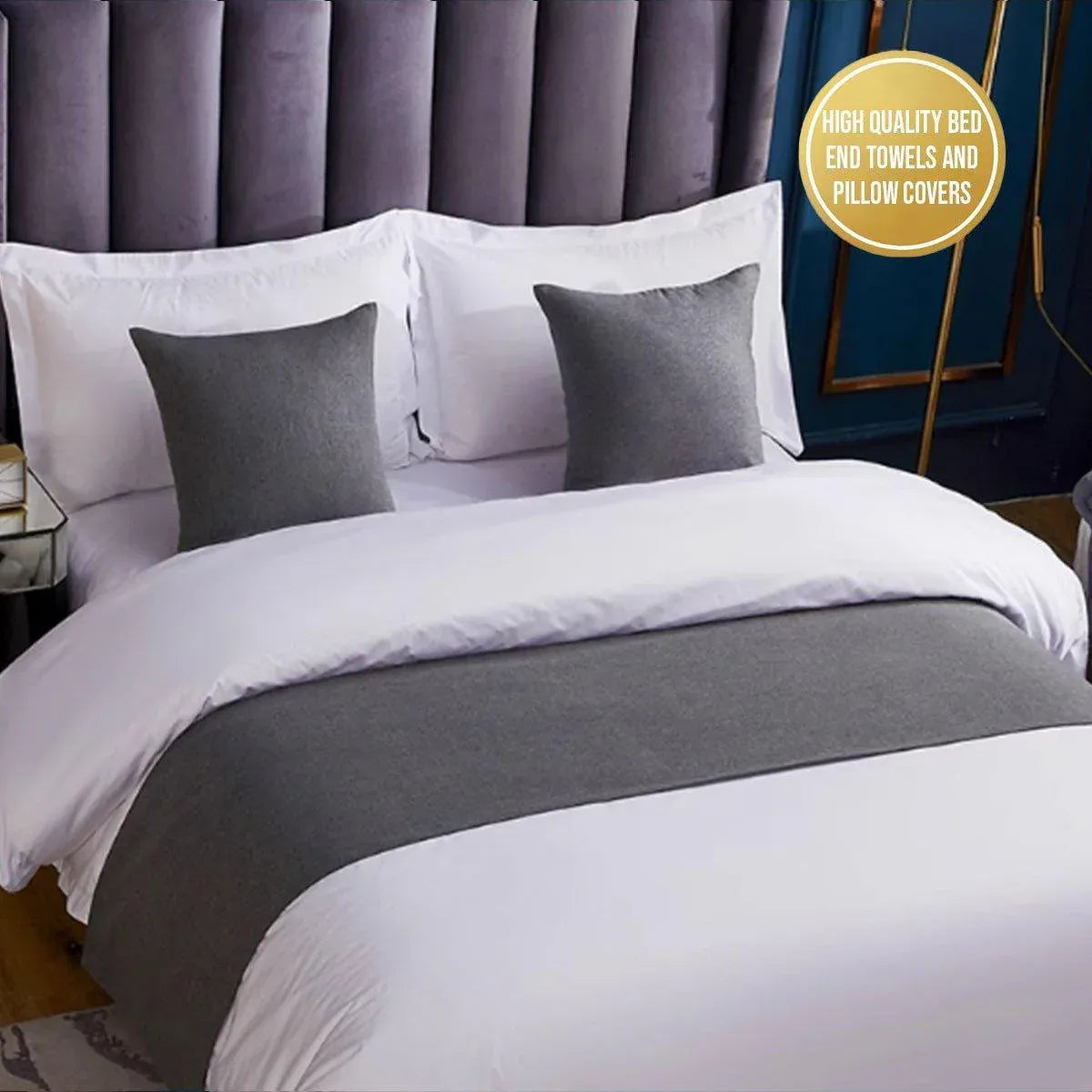 Luxury Hotel Bedding Set Bed End Towel Pillow Cover for Bedroom and Hotels - Green-58x165cm-Bedend towel