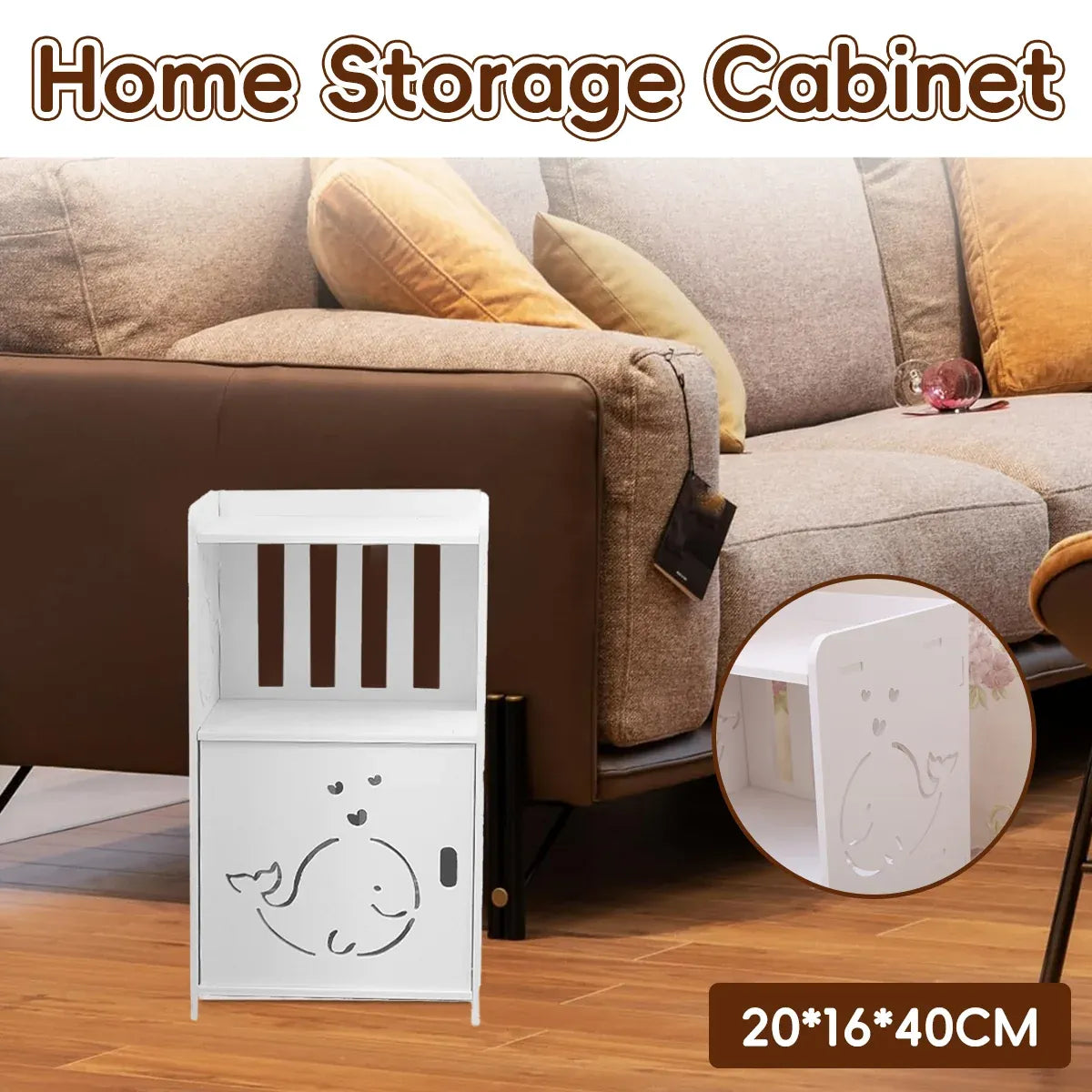 Home Storage Cabinet Nightstand with Drawer and Shelf for Bedroom Living Room