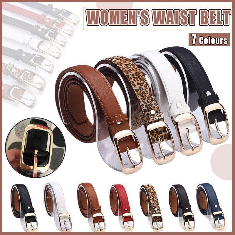 Ladies Leather Belt Classic Buckle Fashion Waist Strap for Jeans Dresses Casual - Leopard