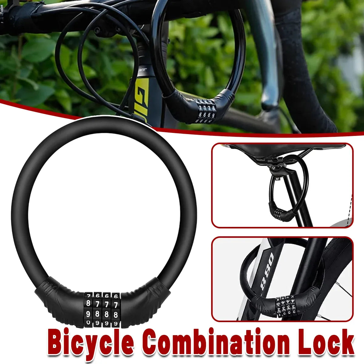 Portable Circular Combination Lock For Bicycles Motorcycles Anti Theft Security