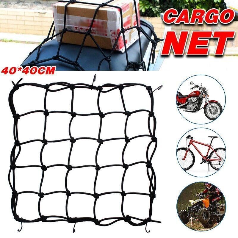 Motorcycle Bungee Cargo Net Helmet Mesh Bike Hold Down Accessories 6 Hooks