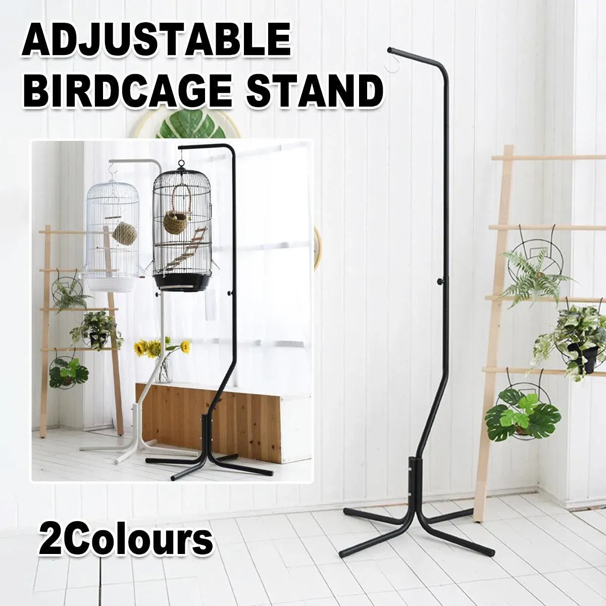 Nordic Style Adjustable Birdcage Telescopic Hanging Metal Frame Stable Base - White
