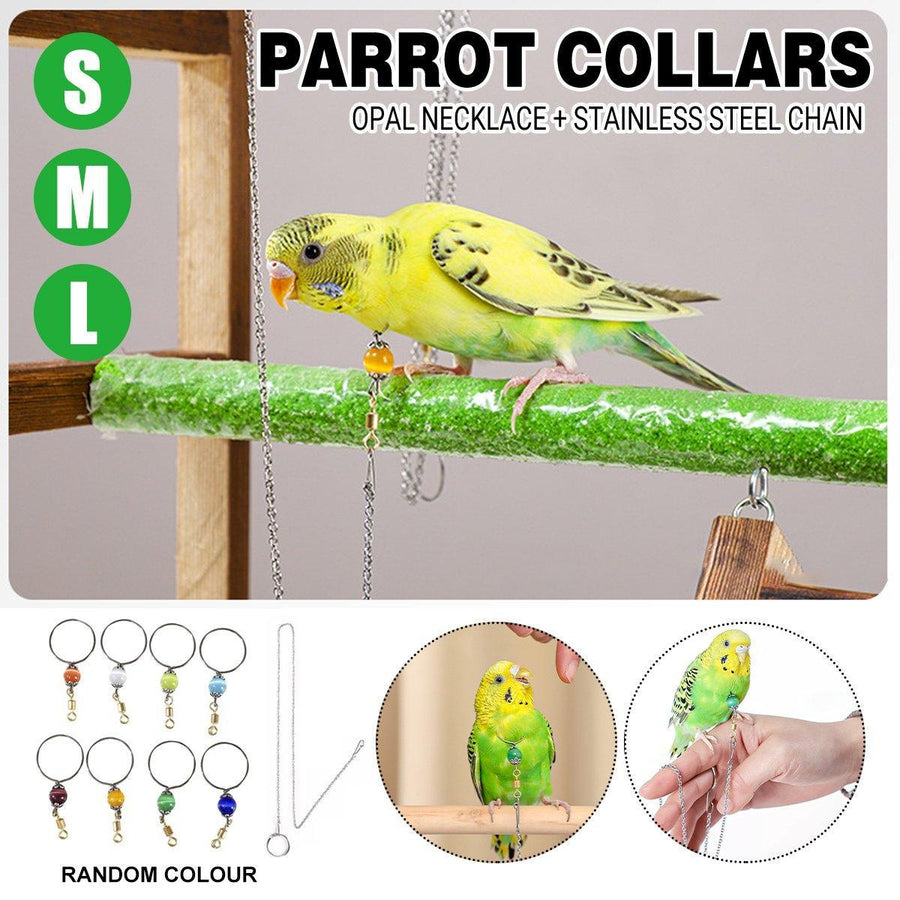 Parrot Neck Collar Stainless Steel Bird Chain Training Adjustable Bird Leash - S-Diameter 1.6cm