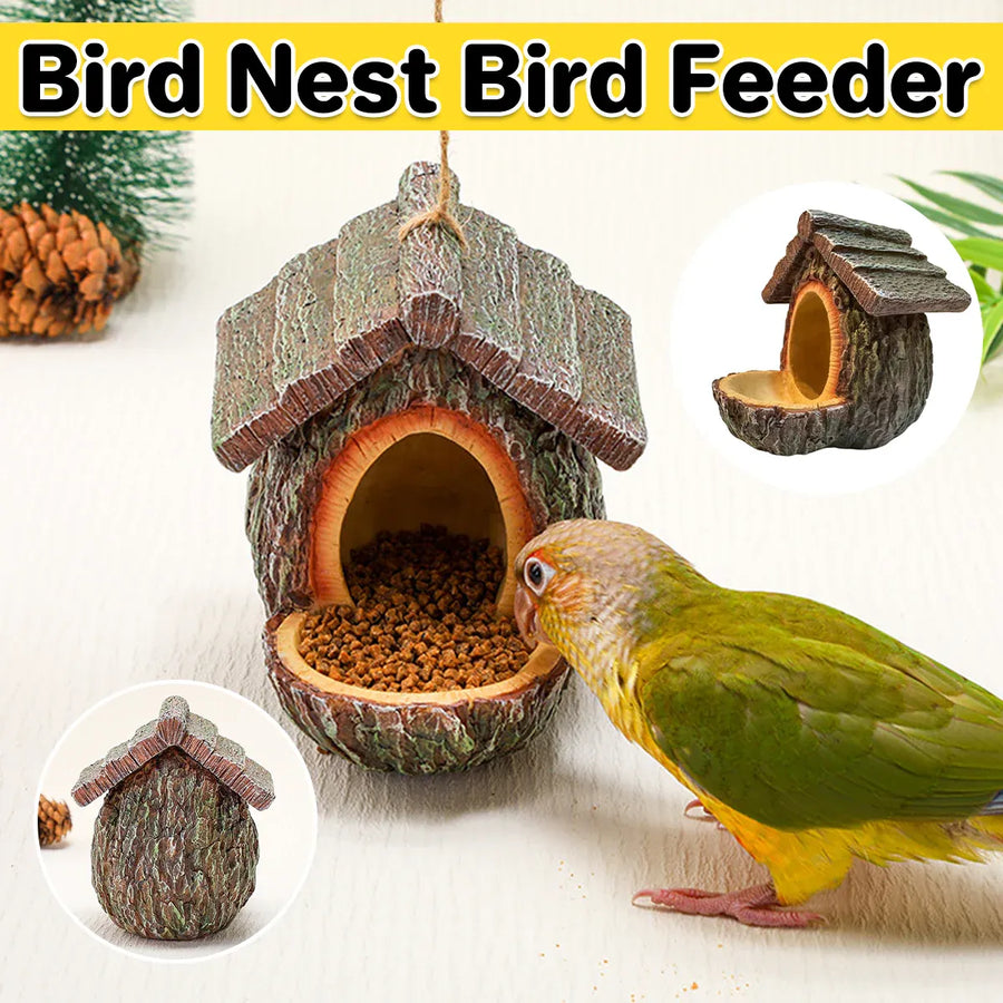 Bird Nest Bird Feeder Outdoor Garden Resin for Birds Backyard Patio Decor