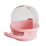 Bird Feeder Set Food Jars Cups Parrot Food Boxes Water Dispenser Troughs Cage - Pink
