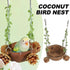 Coconut Birdhouse Swing Hammock Toy for Birds Natural Wooden Nest for Parrots