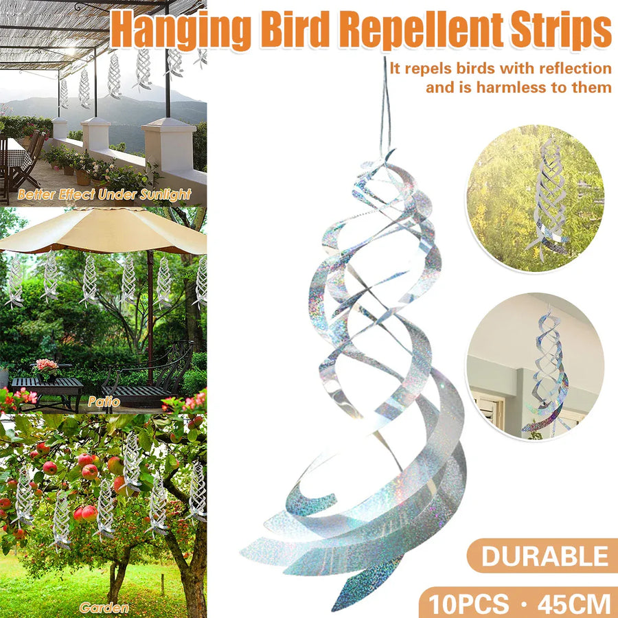 10PCS Hanging Reflective Bird Deterrent Wind Spinner Outdoor Garden Yard