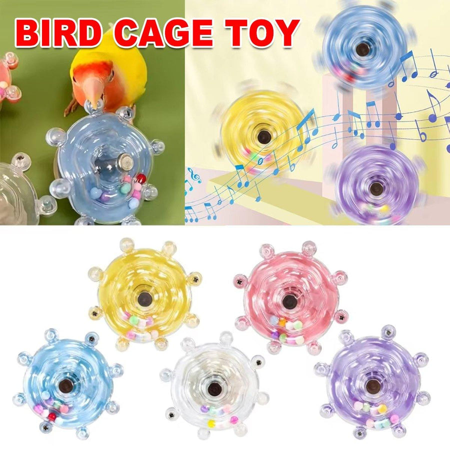 Interactive Parrot Spinning Wheel Stress Relief Toy for Small Birds Durable - Blue