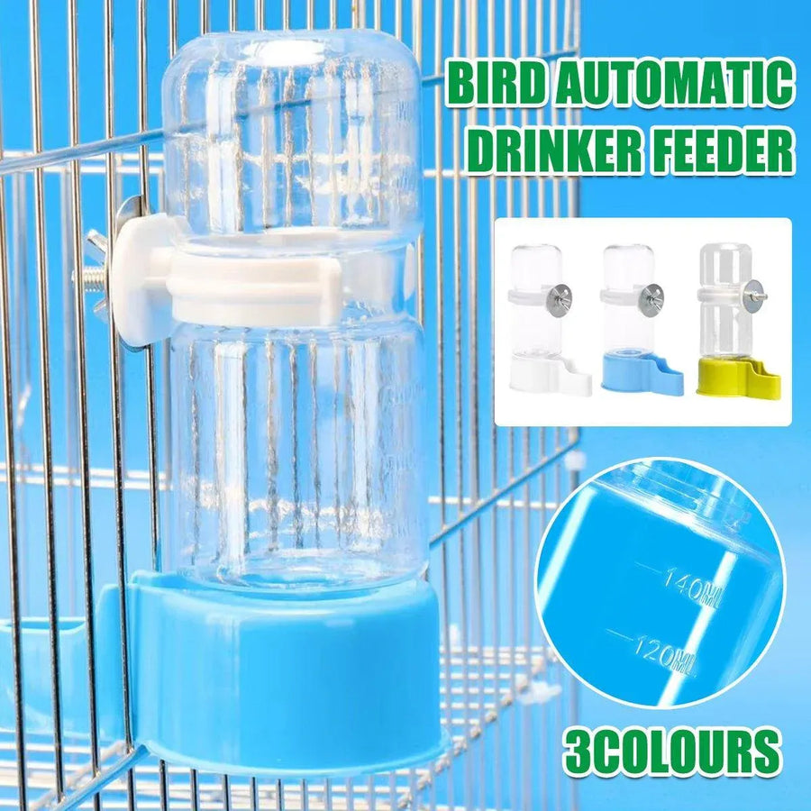 Pet Bird Waterer Automatic Water Feeder Adapter Parrots Cage Drinker Parrots - Green