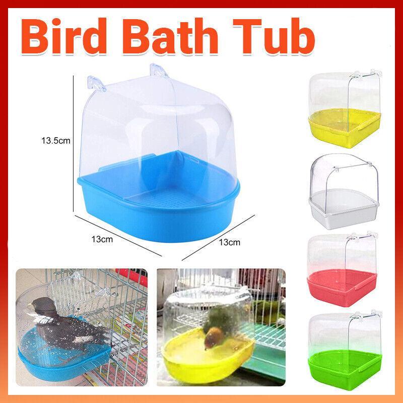 Bird Water Bath Tub For Pet Cage Hanging Bowl Parrot Birdbath Pet Cleaning - Pink