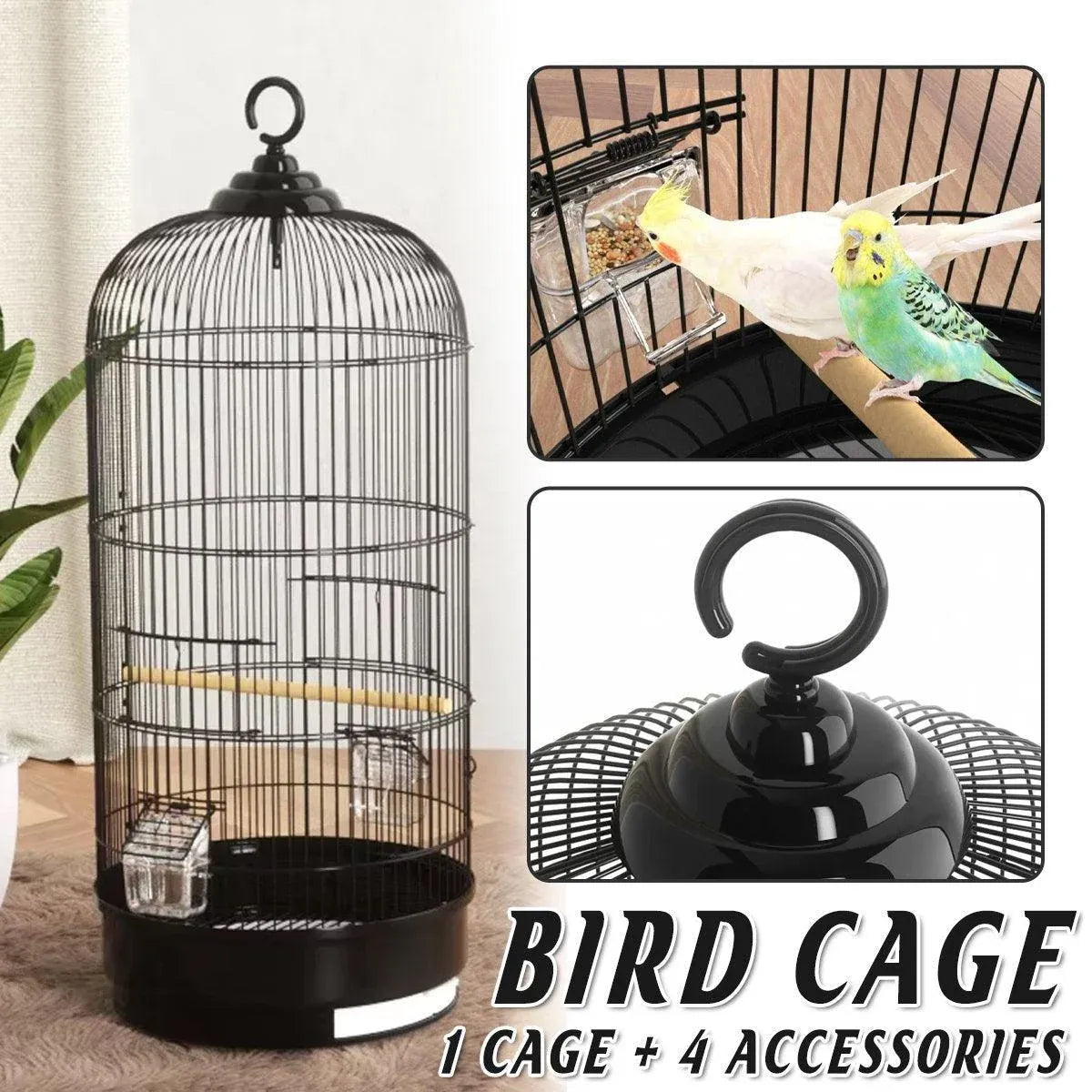 Round Bird Cage Metal Cage Large Pet Birdcage Indoor Outdoor Parrot