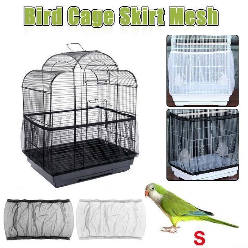 S Size Shell Skirt Mesh Cover Pet Bird Cage Guard Nylon Net Seed Catcher - White