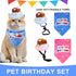Pet Birthday Cake Hat and Triangle Towel combination Fun Party Dress Up for Pets - Blue