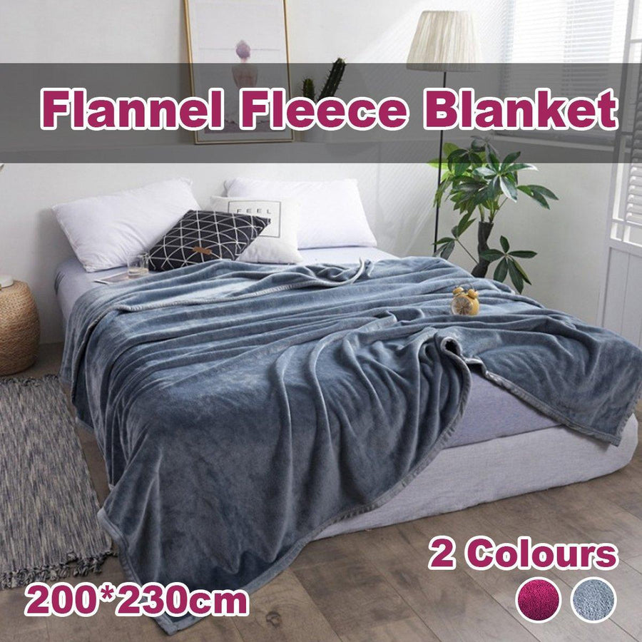 Soft Winter Flannel Blanket for Office Home Lunch Break Warm Cozy Throw Blanket - Grey Blue