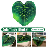 Tropical Leaf Throw Blanket Soft Nap Air Conditioning Cover Single Bed