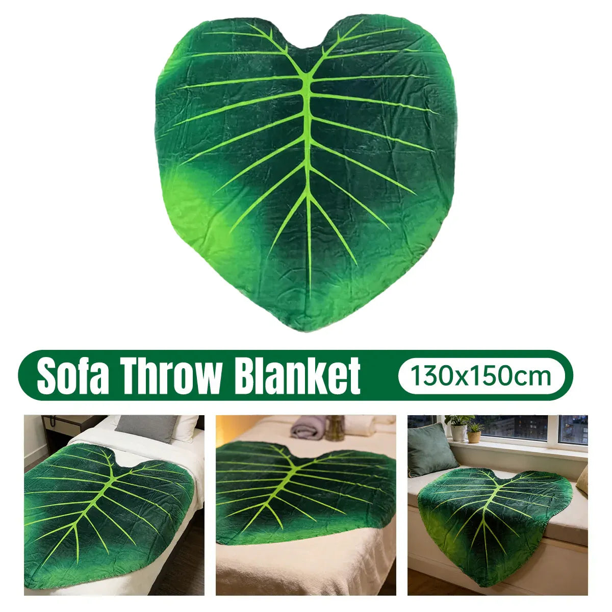 Tropical Leaf Throw Blanket Soft Nap Air Conditioning Cover Single Bed