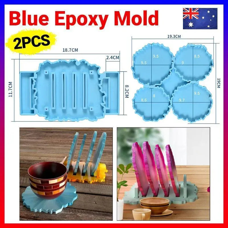 2pc Coaster Epoxy Resin Mould Silicone Cup Mat Holder DIY Craft Tool