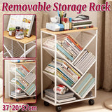 Mobile Wheeled Small Bookshelf Floor Storage Rack for Home Office Storage