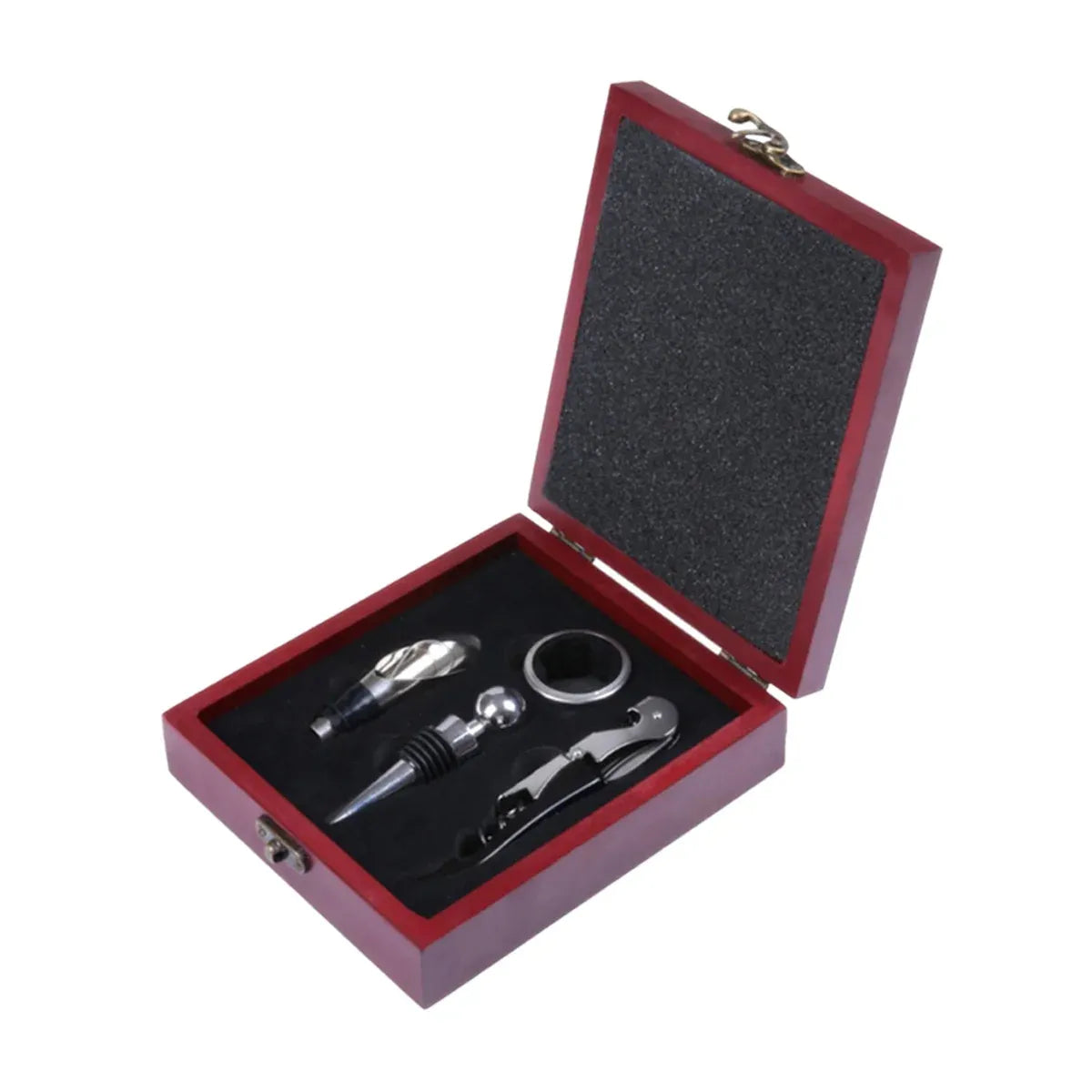 4PCS Wine Opener Set Stainless Steel Durable for Home Bar Wine Lovers Gifts - Red