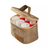 6pcs Mini Seasoning Bottle Set Portable Kitchen BBQ Camping Spice Container Box - Mesh Bag-Khaki