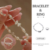 Pearl Ribbon Bracelet Ring Elegant Jewelry for Women Fashion Accessories Gift - Ring