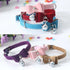 1× Adjustable Suede Cat Collar with Bow Bell Pink Blue Black Red - Pink
