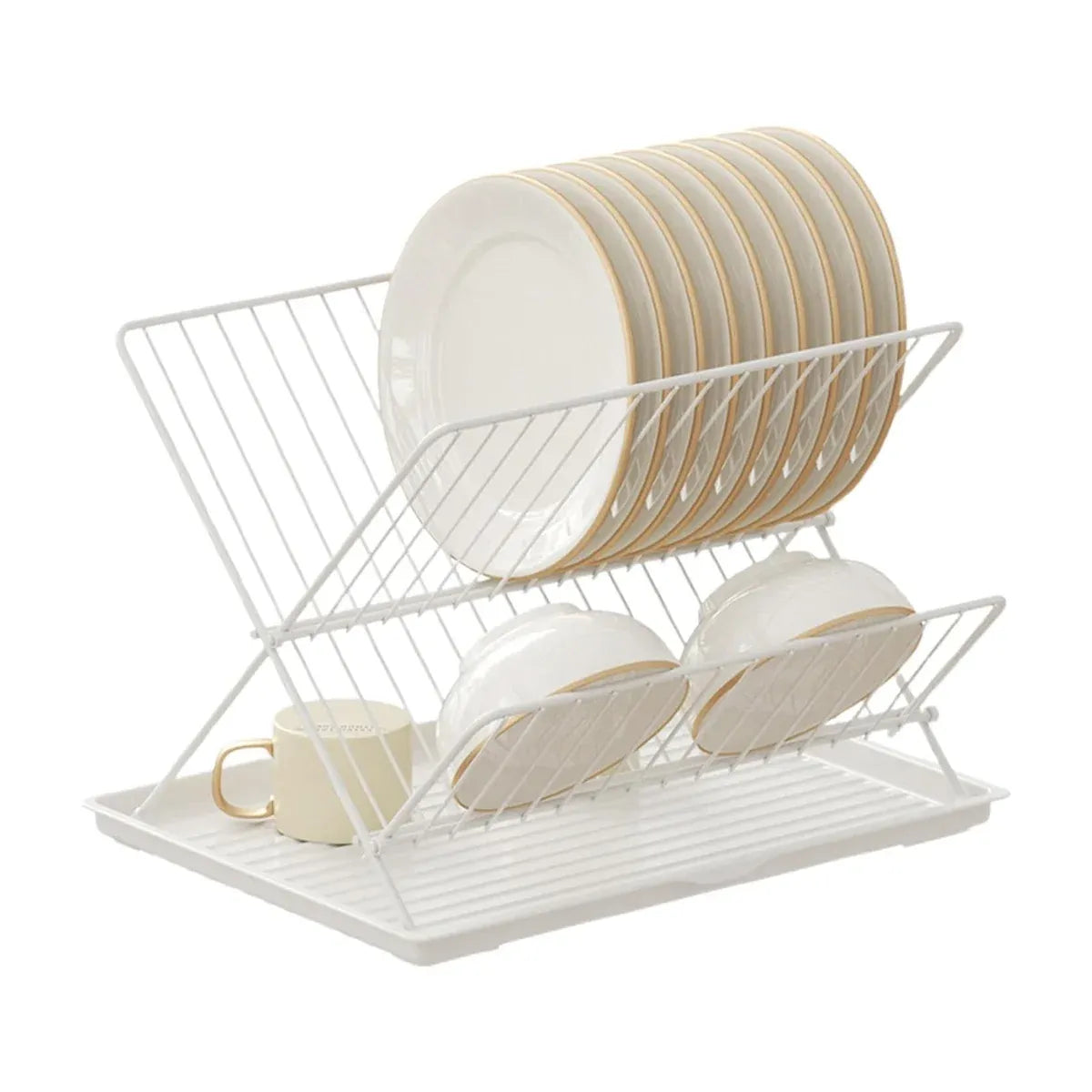 Kitchen Storage Rack Bowl Rack Household Draining Rack Multi-Functional Organizer - White