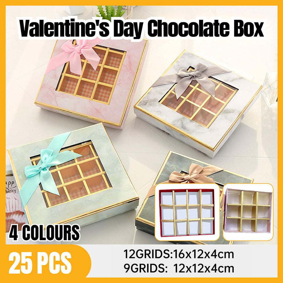 25X Valentines Day 9/12Grids Chocolate Box Gourmet Desserts Gift Display Window - Tiffany 9Grids-12-12-4-25pcs