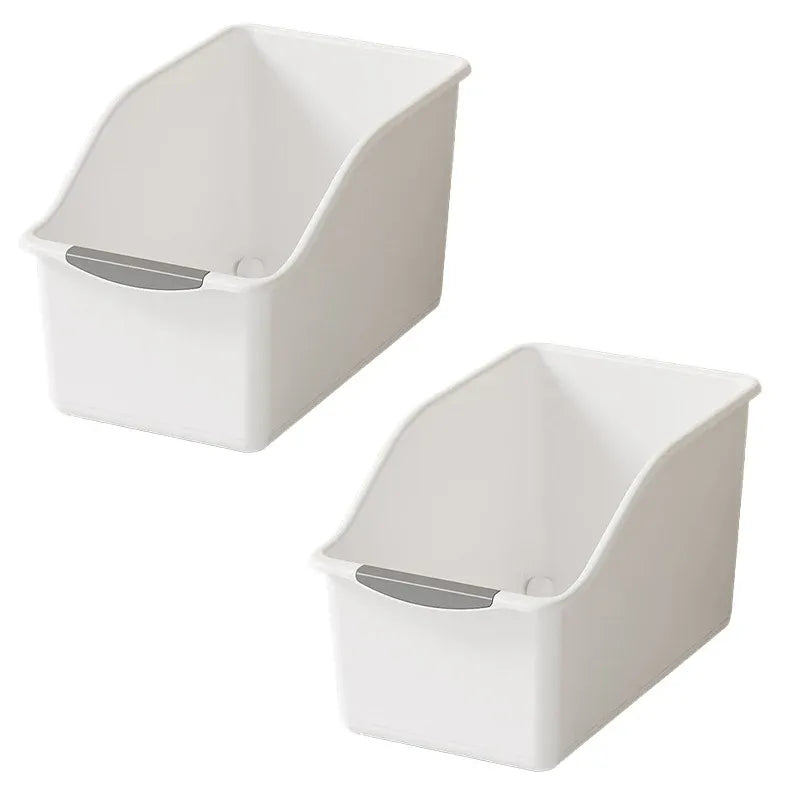 2pcs Cabinet Storage Box Miscellaneous Organizer Household Container Plastic Bin - L-White