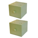 Storage Box 2PCS Desktop Square Stackable Drawers Organizer for Office Home - Green