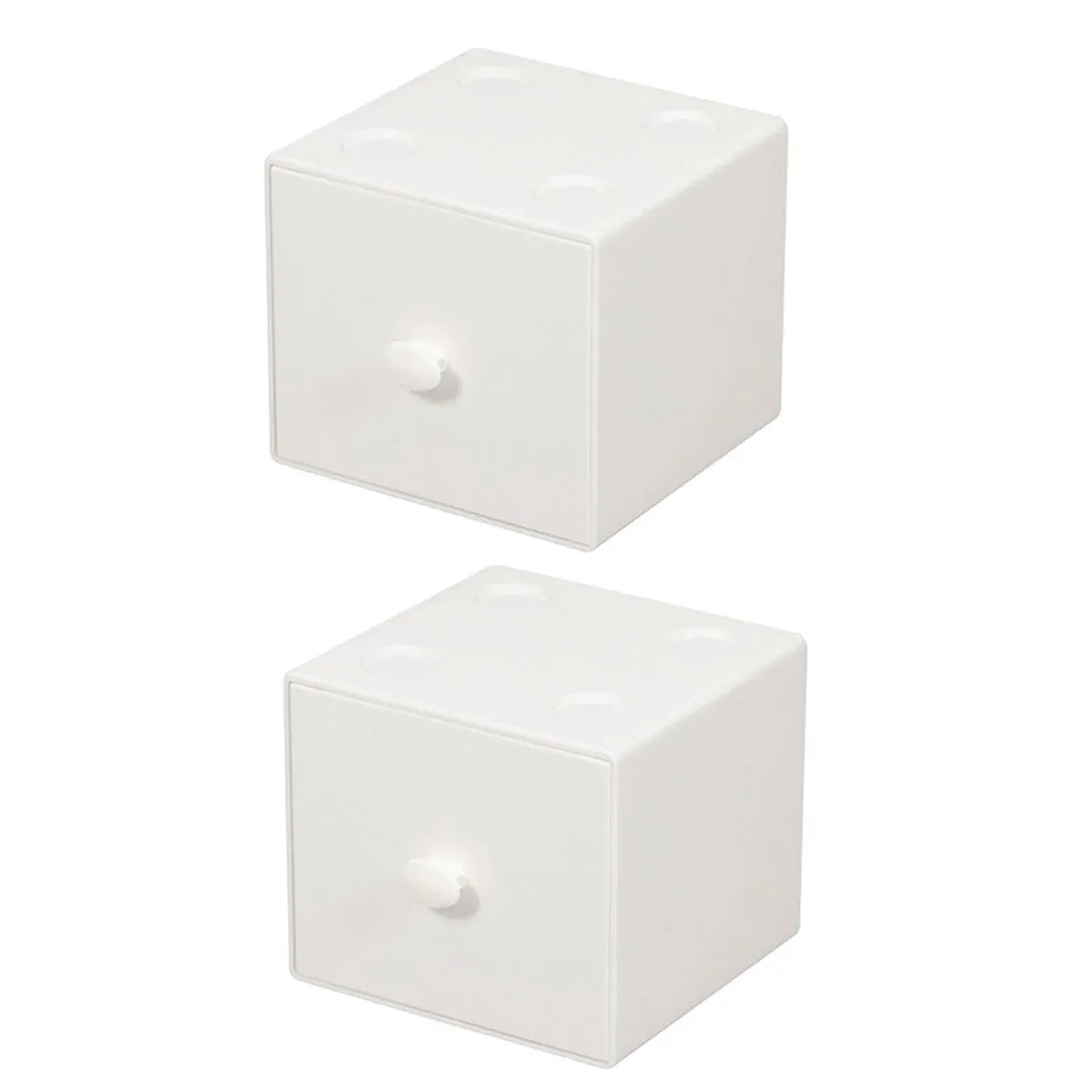 Storage Box 2PCS Desktop Square Stackable Drawers Organizer for Office Home - White