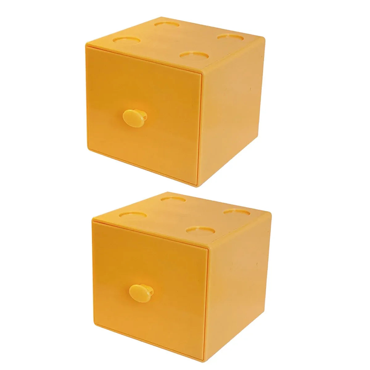 Storage Box 2PCS Desktop Square Stackable Drawers Organizer for Office Home - Yellow