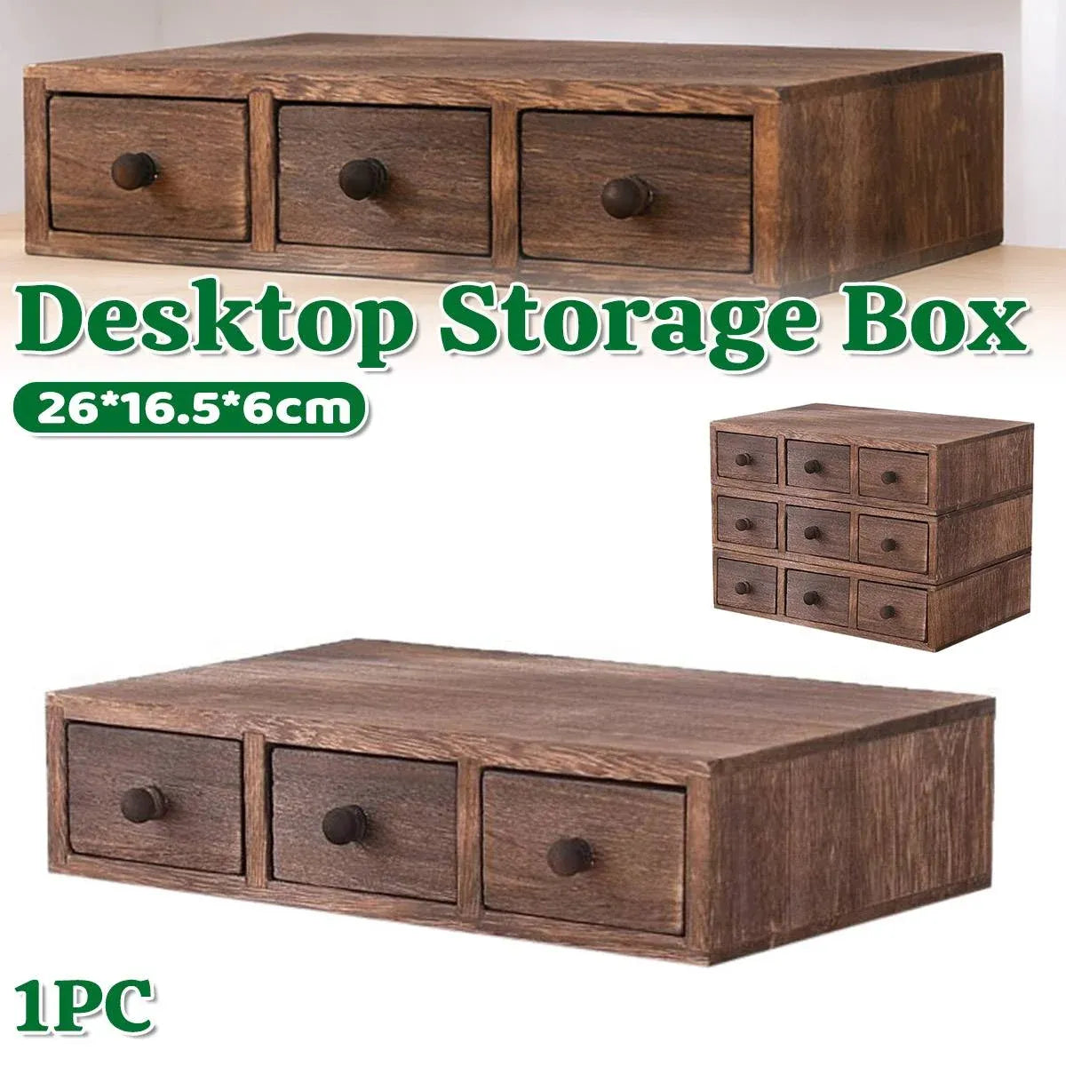 Wooden Riser With Drawer Desktop Storage Shelf Organizer For Office Supplies
