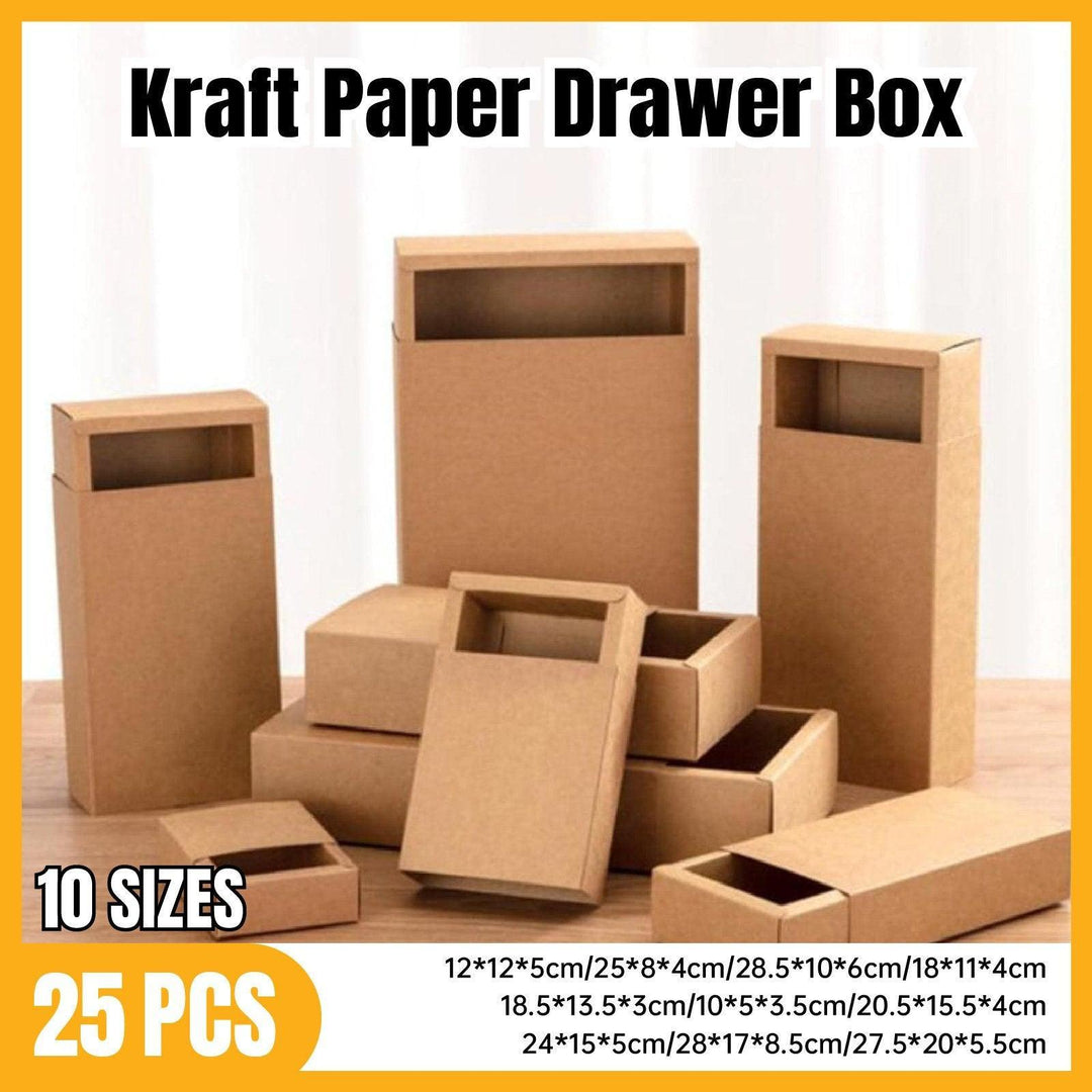 Kraft Paper Drawer Box Packaging Gift Storage Organiser Small Kraft Boxes - 18x11x4cm