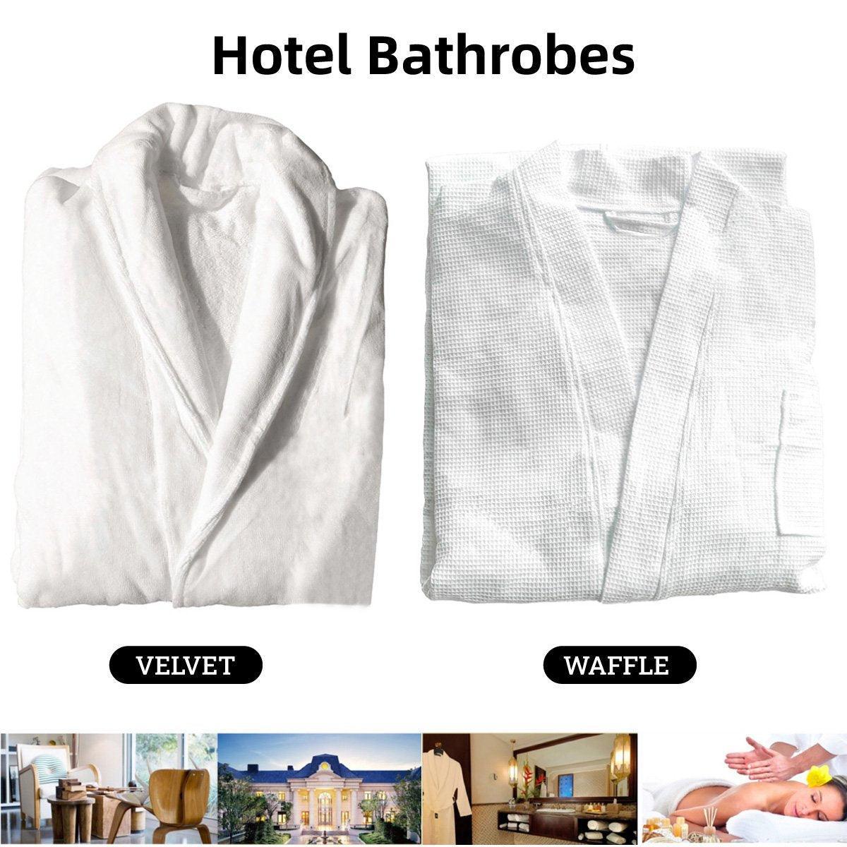 Cotton Kimono Collar Bathrobe Hotel Quality Thick Fleece Towel Embroidered Robe - Velvet