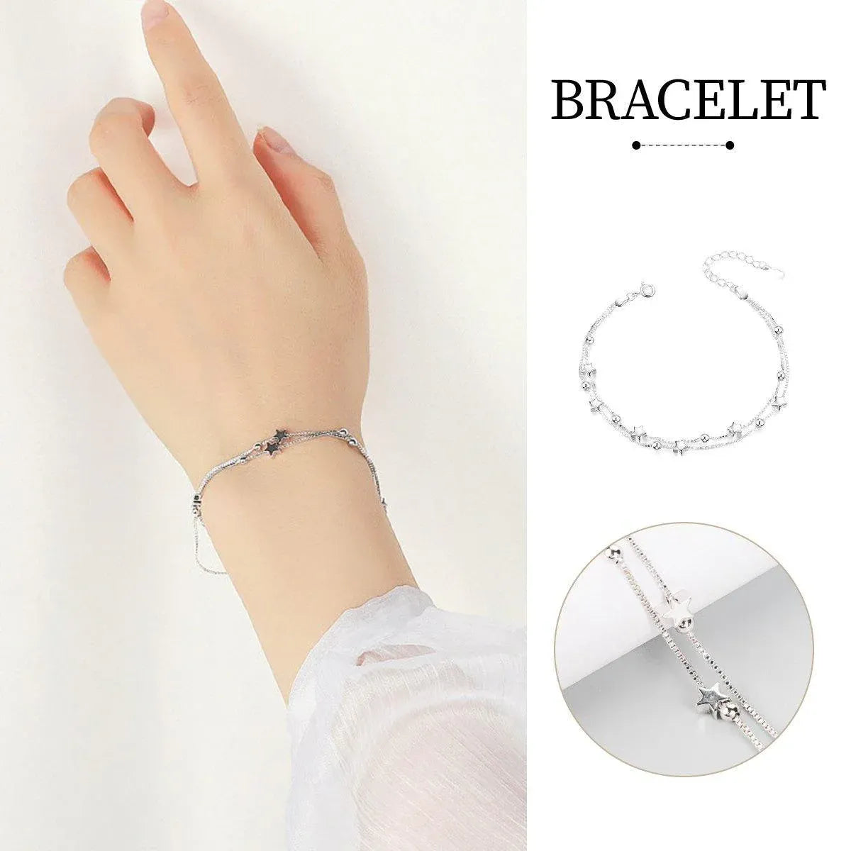 Double Star Bracelet Fashion Jewellery Adjustable Chain for Women Girls Gift
