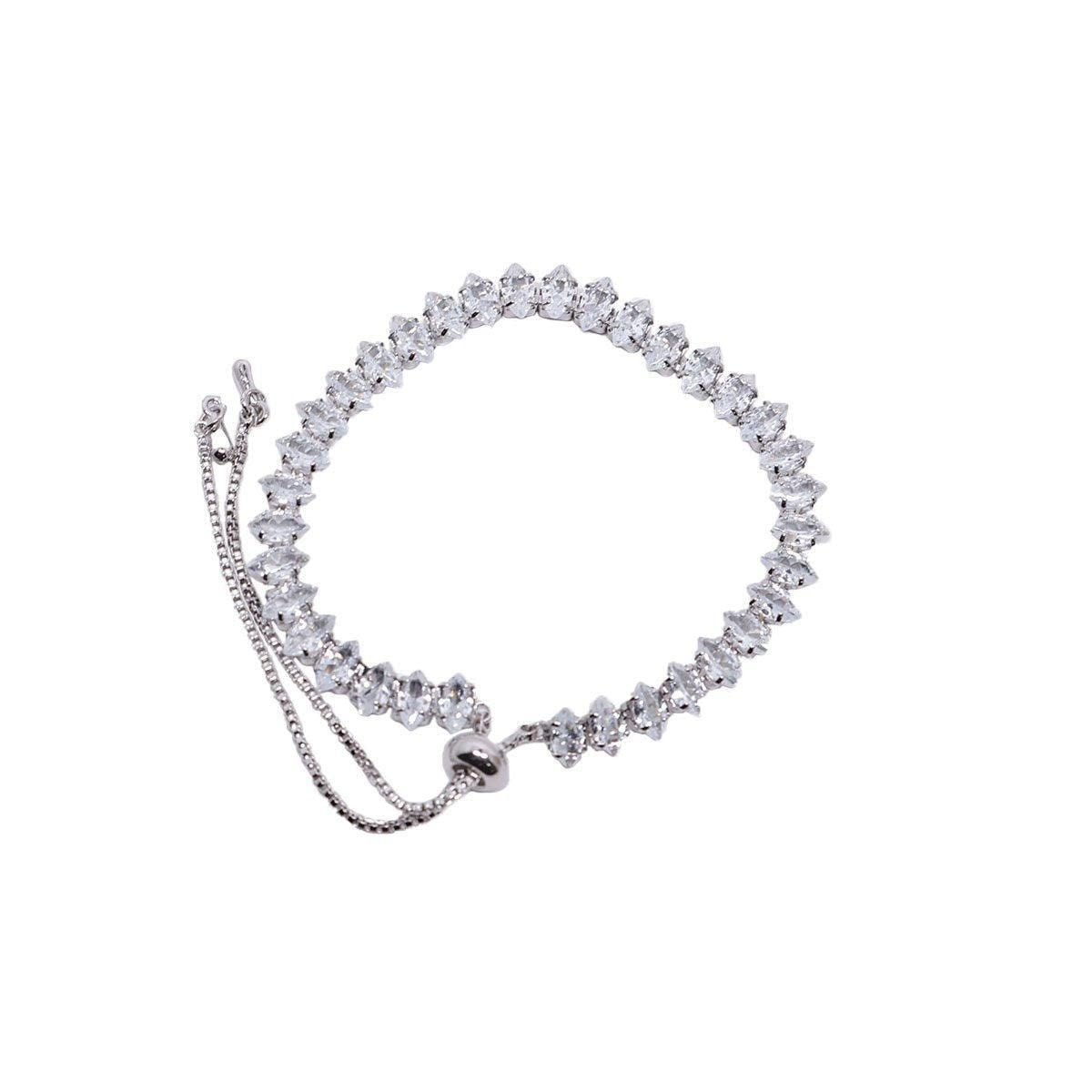 Luxury Zircon Bracelet Necklace Set for Women Elegant Fashion Jewelry Gifts - Bracelet